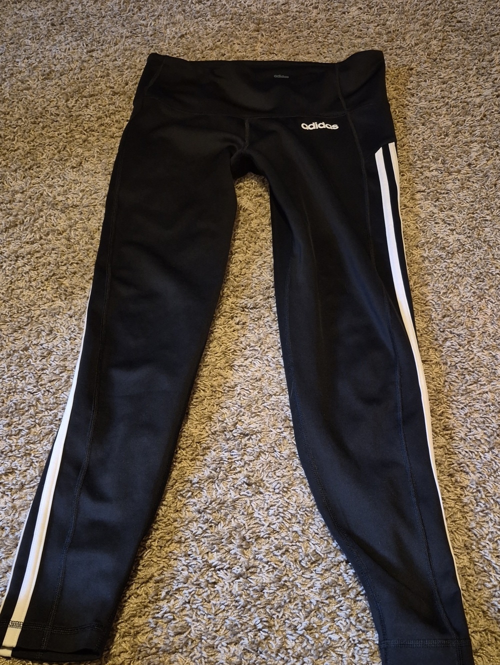 adidas Black Leggings with White Side Stripes
